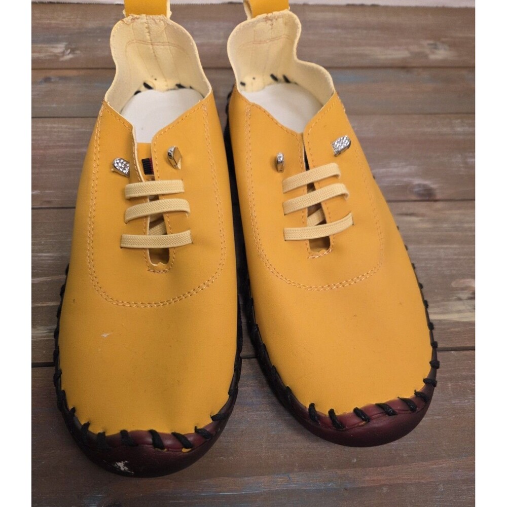 Oyedens Women’s US 10/EU41  Yellow Fashion Sneakers Casual Vegan Leather Lug